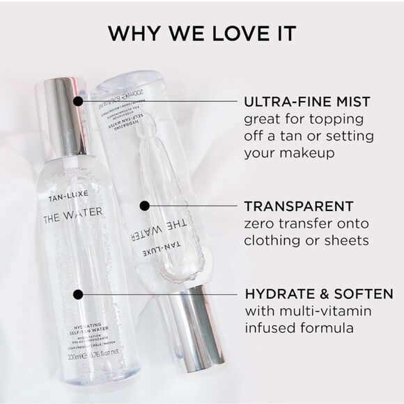 TAN-LUXE THE WATER Hydrating Self-Tan Water 100ml Light/Medium Shade NIB - Picture 10 of 11